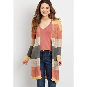 Maurices Womens Colorblock Open Stitch Duser Cardigan Small
